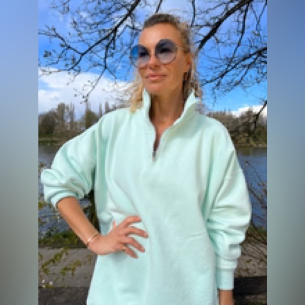 Sloppy Joe Essential Clothing Diana Zip Neck Sweatshirt